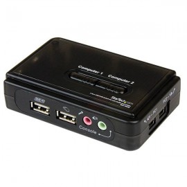 StarTech.com Juego de Conmutador KVM de 2 puertos con todo incluido - USB - Audio y V SV211KUSB