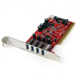 StarTech.com Tarjeta Adaptador PCI USB 3.0 SuperSpeed de 4 puertos con Conector LP4 SATA - Hub Concentrador Interno PCIUSB3S4