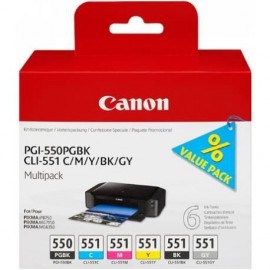 Canon PGI-550XL Negro, Cian, Gris, Magenta, Pigmento negro, Amarillo