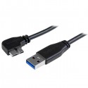 StarTech.com Cable delgado de 0,5m Micro USB 3.0 acodado a la izquierda a USB A USB3AU50CMLS