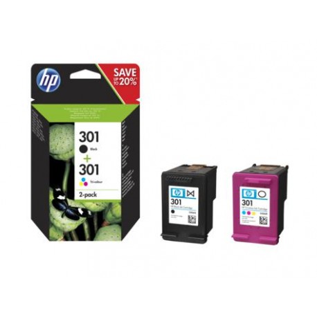 HP 301 2-pack Black/Tri-color Original Ink Cartridges N9J72AE