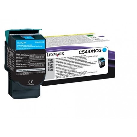 Lexmark C544/546, X544/546 Cartucho tÃÂ³ner cian Extra Alto Rendimiento Retornable (4K) C544X1CG