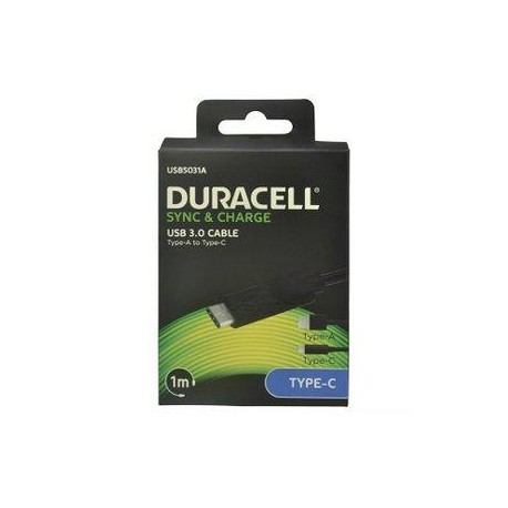 Duracell USB5031A 1m USB A USB C Negro