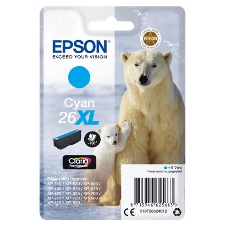 EPSON T263240 CIAN XL XP-600 605 700 800 C13T26324012