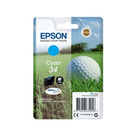 Epson Singlepack Cyan 34 DURABrite Ultra Ink 4.2ml Cian C13T34624010