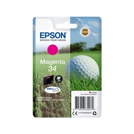 Epson Singlepack Magenta 34 DURABrite Ultra Ink 4.2ml Magenta C13T34634010