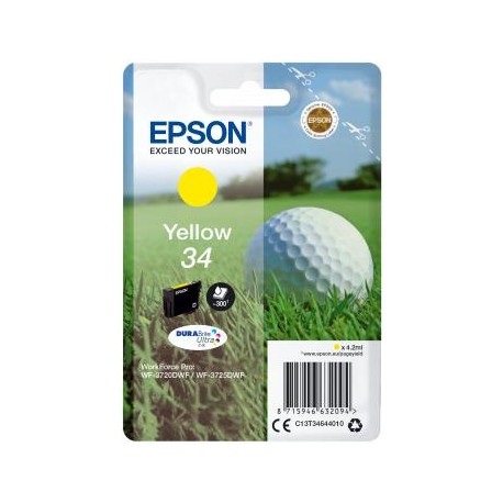 Epson Singlepack Yellow 34 DURABrite Ultra Ink 4.2ml Amarillo C13T34644010