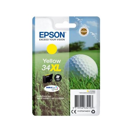 Epson Singlepack Yellow 34XL DURABrite Ultra Ink 10.8ml Amarillo C13T34744010