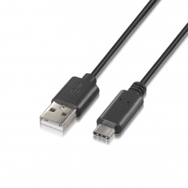 NANO CABLE CABLE USB 2.0 3A, TIPO USB-C M-A M 1M NEGRO 10.01.2101