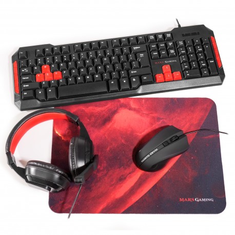 Mars Gaming MRCP1 USB Negro, Rojo