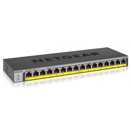 Netgear GS116PP No administrado Gigabit Ethernet (10/100/1000) Energía sobre Ethernet (PoE) Negro GS116PP-100EUS