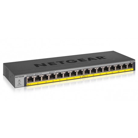 Netgear GS116LP No administrado Gigabit Ethernet (10/100/1000) Energía sobre Ethernet (PoE) Negro GS116LP-100EUS