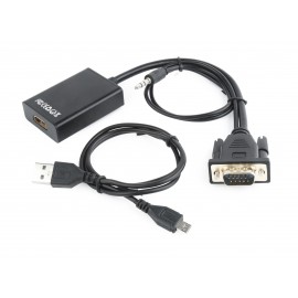 Gembird A-VGA-HDMI-01 HDMI 19 pin Negro