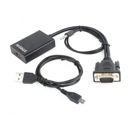 Gembird A-VGA-HDMI-01 HDMI 19 pin Negro