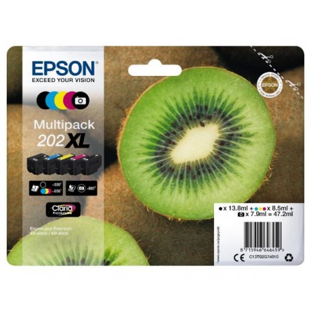 Epson 202XL Negro, Cian, Amarillo  C13T02G74010