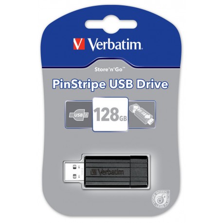 Verbatim PinStripe 128GB 128GB USB 2.0 Tipo A Negro unidad flash USB 49071