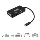 Nanocable Conversor USB-C a VGA / DVI / H, 3 En 1. USB-C/M-VGA/H-DVI/H-HDMI/H 4K, Negro, 10 cm