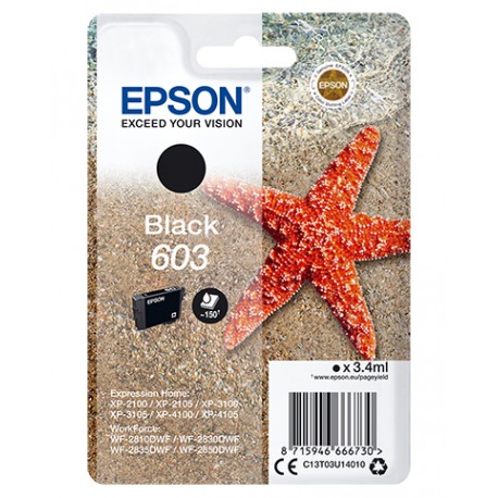 Epson Singlepack Black 603 Ink C13T03U14010