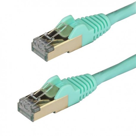 StarTech.com Cable de 3m de Red Ethernet RJ45 Cat6a Blindado STP - Cable sin Enganche Snagless - Aguamarina 6ASPAT3MAQ