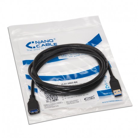 Nanocable Cable USB 3.0, Tipo A/M-A/H, Negro, 3.0 M 10.01.0903-BK