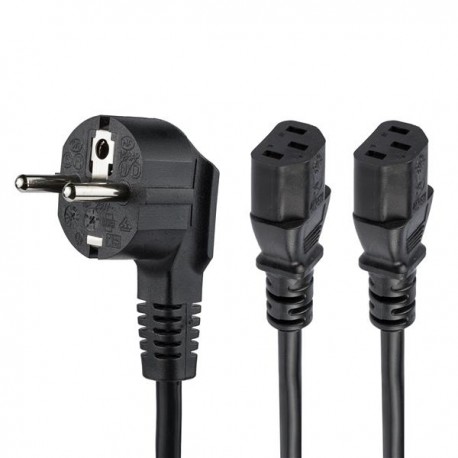 StarTech.com Cable de 2m de alimentación para ordenadores Schuko CEE7 a 2x C13