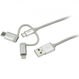 StarTech.com Cable Trenzado de 1m USB a Lightning USB-C y Micro USB