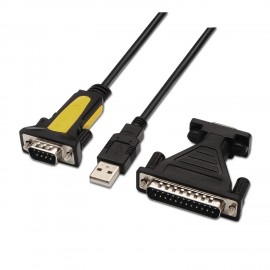 AISENS A104-0039 adaptador de cable USB A RS232 Negro, Amarillo