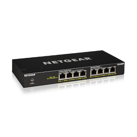 Netgear GS308PP No administrado Gigabit Ethernet (10/100/1000) Negro Energía sobre Ethernet (PoE) GS308PP-100EUS