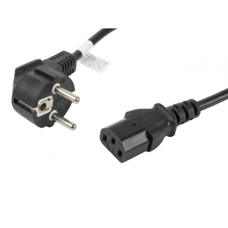 Lanberg cable de transmisión Negro 1,8 m C13 acoplador CEE7/7 ca-c13c-11cc-0018-bk