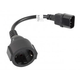 Lanberg cable de transmisión Negro 0,18 m C14 acoplador ca-c14e-10cc-0018-bk