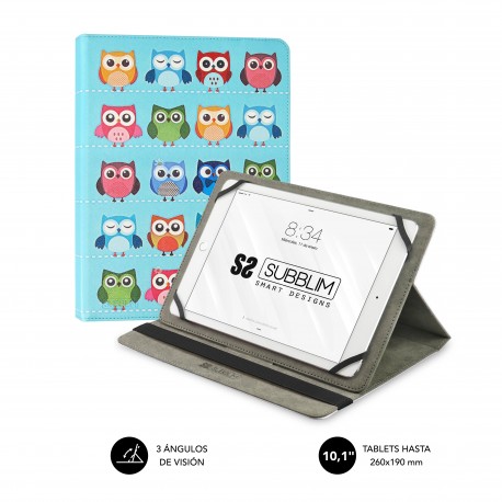 SUBBLIM Funda Tablet Universal TRENDY CASE OWLS 10.1'' - sub-cut-4tc003