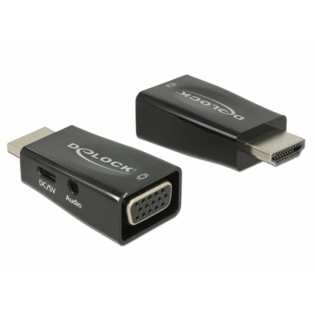 DeLOCK 65901 adaptador de cable HDMI A VGA & 3.5 mm Audio Negro