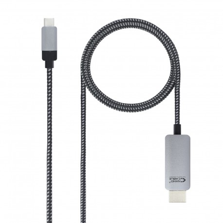 Nanocable 10.15.5102 adaptador de cable de vídeo 1,8 m USB Tipo C HDMI Aluminio, Negro