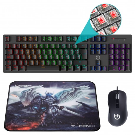 Hiditec Teclado Mecánico GK400 + Ratón Gaming Blitz + Alfombrilla T-Fenix - PAC010026