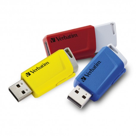 Verbatim Store 'n' Click - Unidad USB 3.2 GEN1 - 3x16 GB, Rojo/Azul/Amarillo - 49306