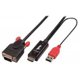 Lindy 41456 adaptador de cable de vídeo 2 m HDMI VGA (D-Sub) Negro