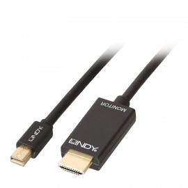 Lindy 36928 adaptador de cable de vídeo 3 m Mini Diplayport HDMI Negro