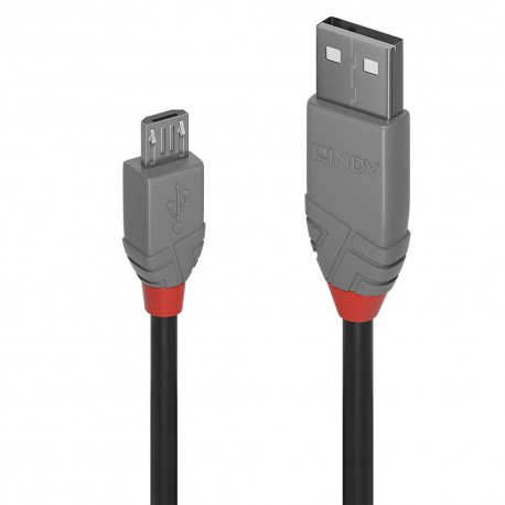 Lindy Anthra Line cable USB 2 m USB 2.0 USB A Micro-USB B Negro, Gris - 36733