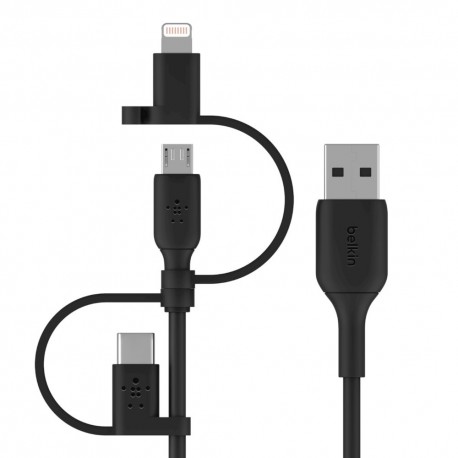 Belkin BOOST CHARGE Universal-Kabel cable USB 1 m USB A USB C/Micro-USB B/Lightning Negro - cac001bt1mbk