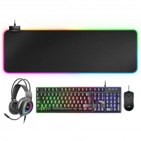 Mars Gaming MCPEXES Combo Teclado+Ratón+Auriculares RGB+Alfombrilla RGB ES