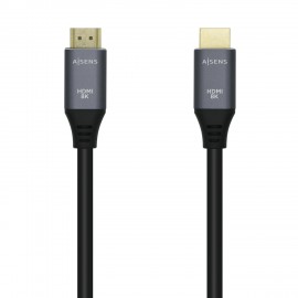 AISENS Cable HDMI V2.1 Ultra Alta Velocidad / HEC 8k@60Hz 48Gbps, A/M-A/M, Gris/Negro, 1.0m - A150-0426