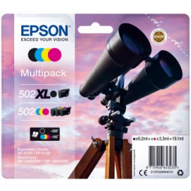 Epson 502 XL cartucho de tinta 4 pieza(s) Original Alto rendimiento (XL) Negro, Azul, Magenta, Amarillo - C13T02W94010