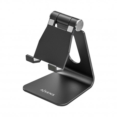 AISENS Soporte De Sobremesa Tamaño M Ajustable (1 Pivote) Para Movil / Tablet, Negro - MS1PM-084