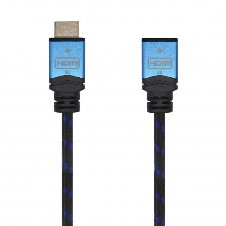 AISENS Cable HDMI V2.0 Prolongador Premium Alta Velocidad / HEC 4K@60Hz 18Gbps, A/M-A/H, Negro/Azul, 2.0m - A120-0453