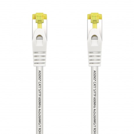 AISENS Cable De Red Latiguillo RJ45 LSZH Cat.7 600 MHz S/FTP PIMF AWG26, Blanco, 2.0 m - A146-0491