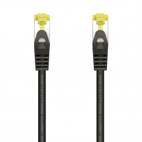 AISENS Cable De Red Latiguillo RJ45 LSZH Cat.7 600 MHz S/FTP PIMF AWG26, Negro, 2.0 m - A146-0487