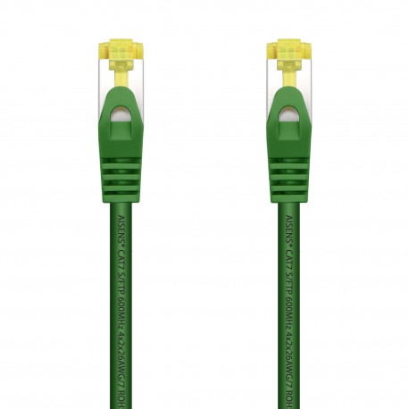 AISENS Cable De Red Latiguillo RJ45 LSZH Cat.7 600 MHz S/FTP PIMF AWG26, Verde, 2.0 m - A146-0483