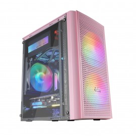 Mars Gaming MC300P Caja PC Micro ATX Cristal Templado 3xVentilador FRGB Rosa