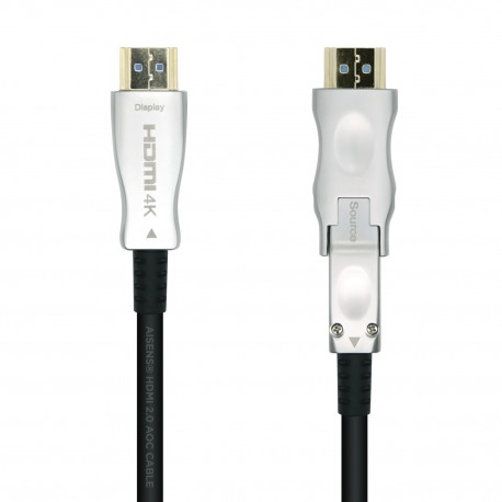 AISENS Cable HDMI V2.0 AOC Desmontable Premium Alta Velocidad / HEC 4k@60Hz 4:4:4 18Gbps, A/M-D/A/M, Negro, 40m - A148-0513