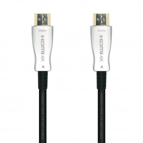 AISENS Cable HDMI V2.0 AOC Premium Alta Velocidad / HEC 4k@60Hz 18Gbps, A/M-A/M, Negro, 20m - A148-0378